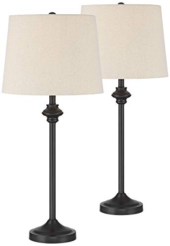 Set of 2 Dark Bronze Brown Metal Table Lamps H121145
