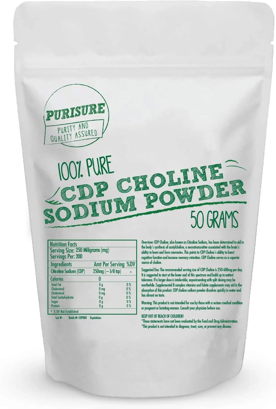 CDP Choline Powder 50g Brain Supplement W781942