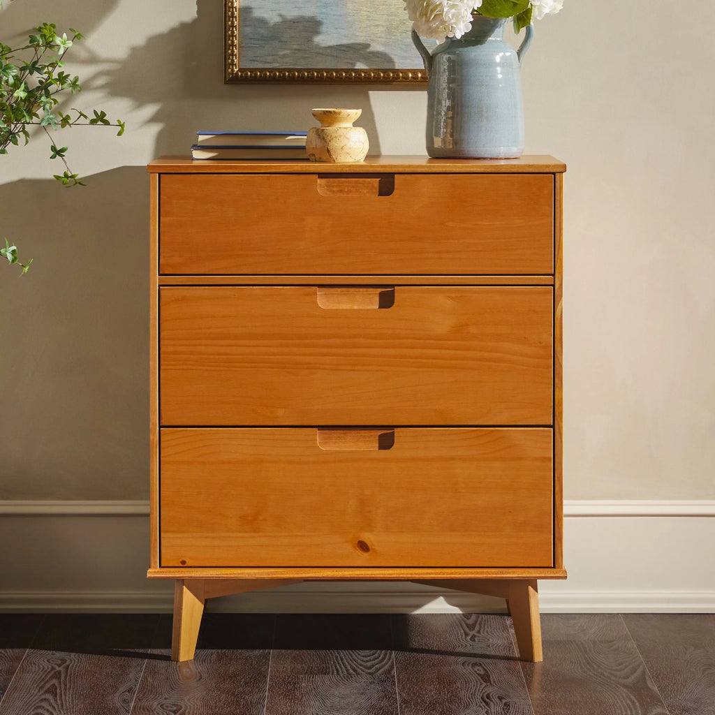 Solid Wood Walnut 3-Drawer Dresser Y574729
