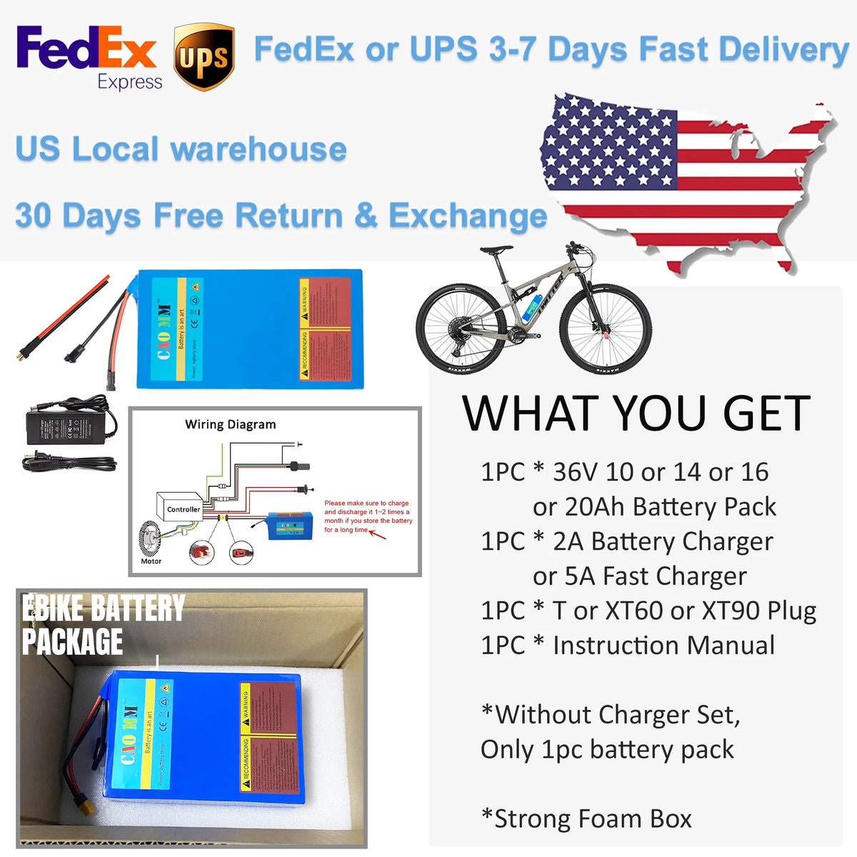 36V 10Ah Lithium Ebike Battery with 2A Charger T408844