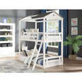 Twin Size Weathered White Washed Gray Bunk Bed H199
