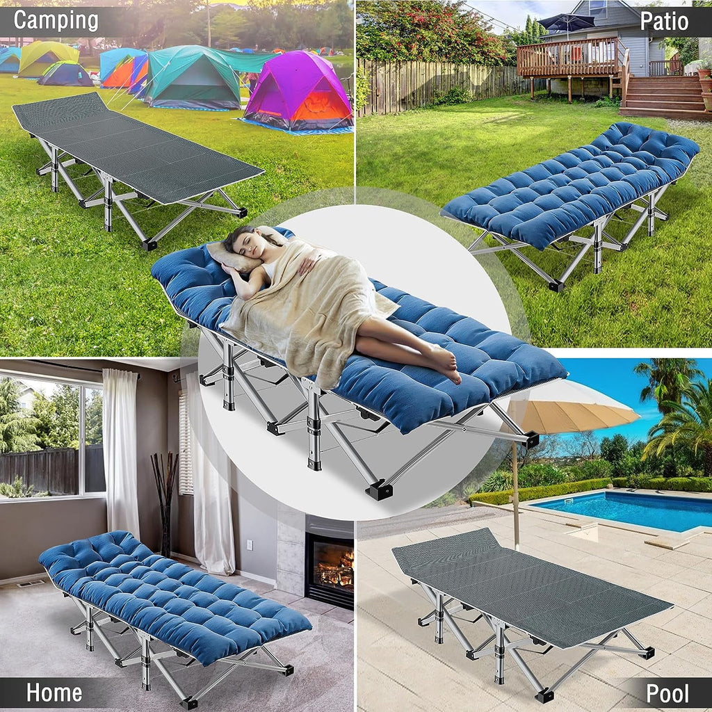 2 Pack Folding Camping Cot with Mattress and Carry Bag T643