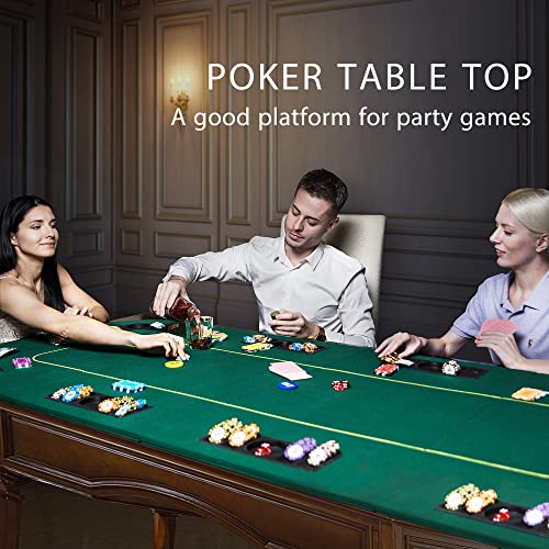 79 x 36 Inch Foldable 8-Player Poker Tabletop with Cup Holders and Carrying Bag X481198