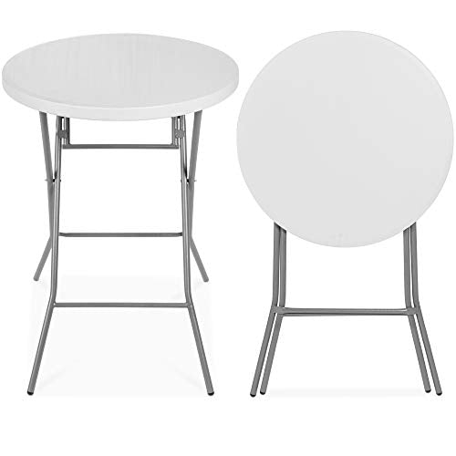 32in Round Folding Bar Height Table White B7673