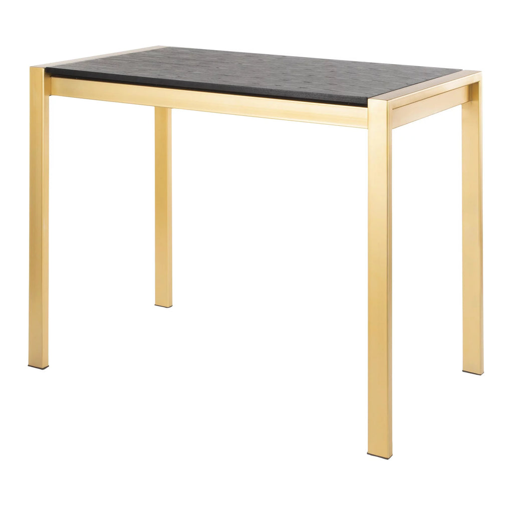 Contemporary Counter Table Gold Metal Black Wood Grain D71103