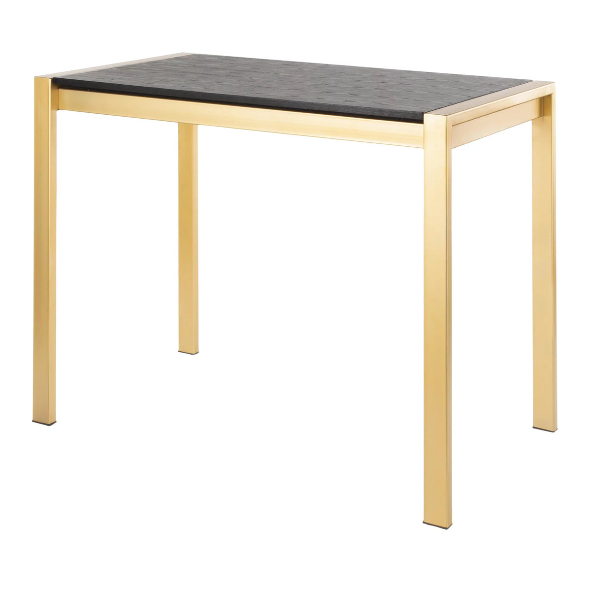Contemporary Counter Table Gold Metal Black Wood Grain D71103