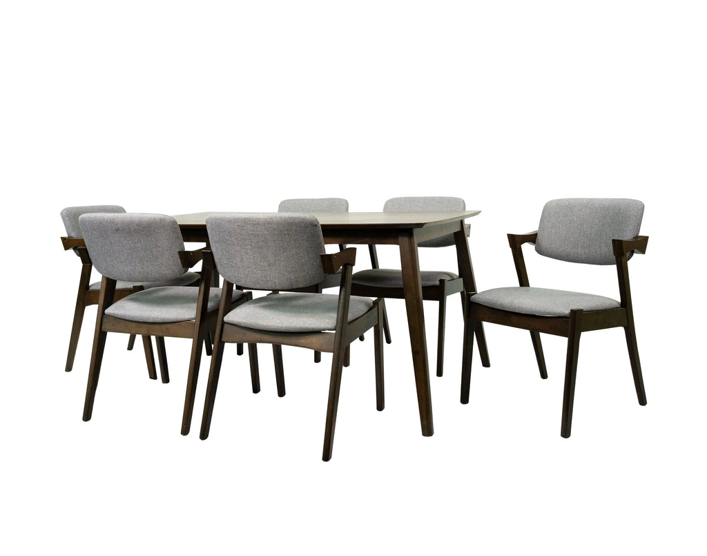 7-Piece Solid Wood Dining Table and 6 Chairs M48381