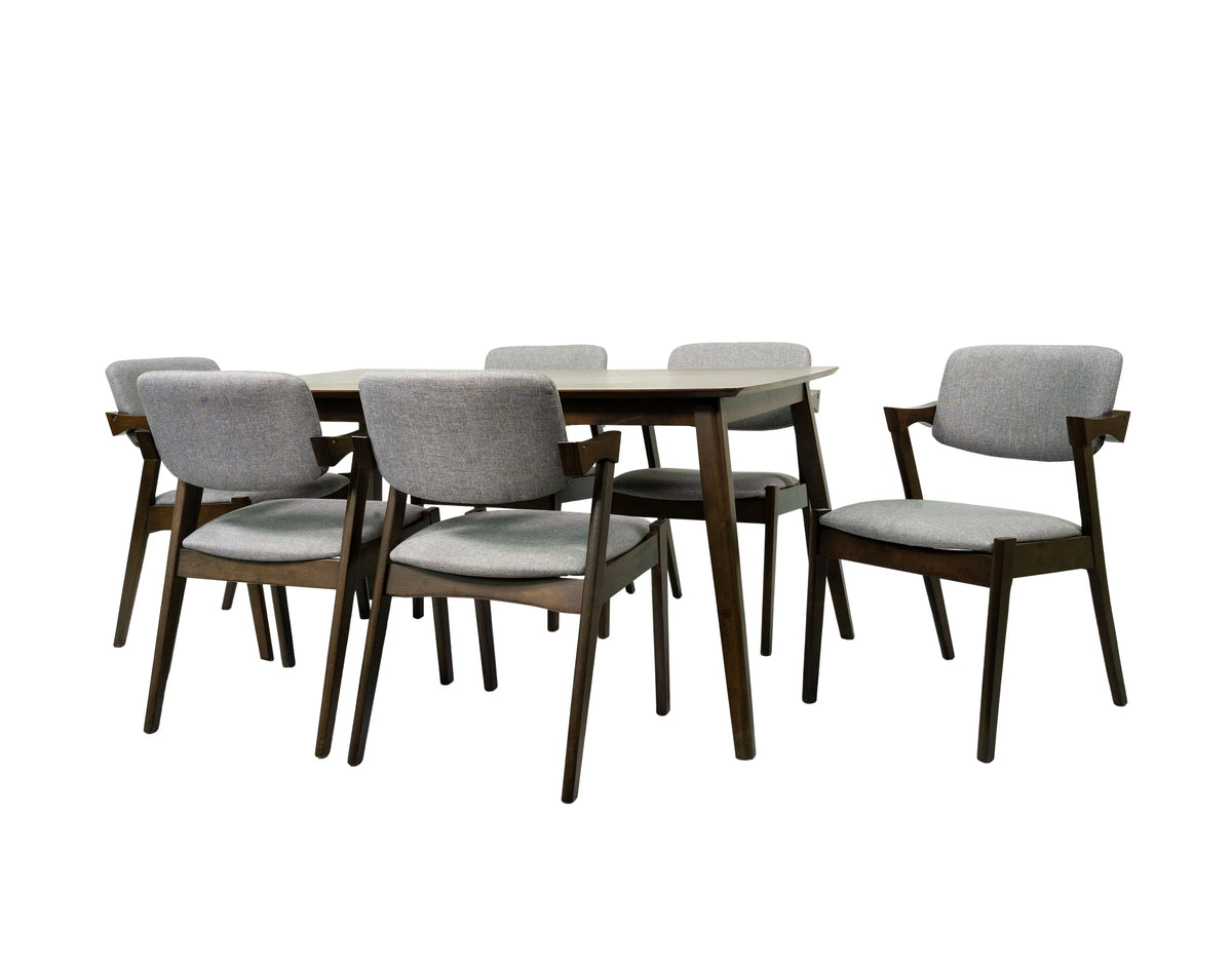 7-Piece Solid Wood Dining Table and 6 Chairs M48381