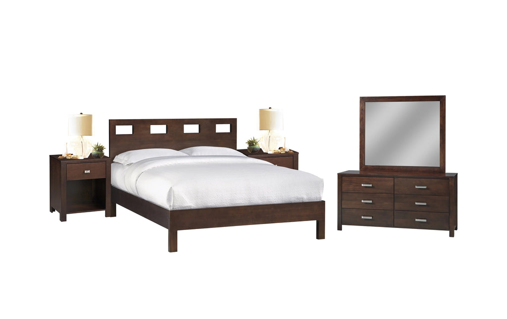 Queen Platform Bed, 2 Nightstand, Dresser & Mirror Set L337862