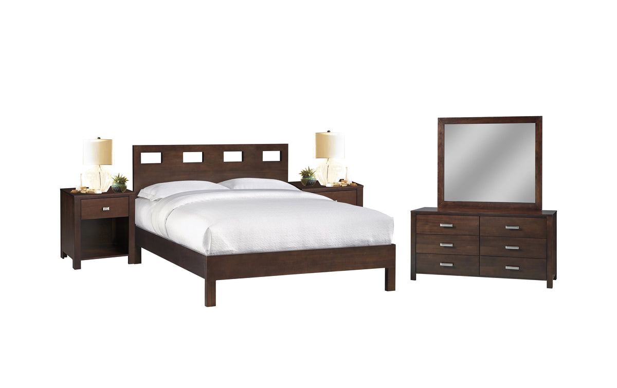 Queen Platform Bed, 2 Nightstand, Dresser & Mirror Set L337862