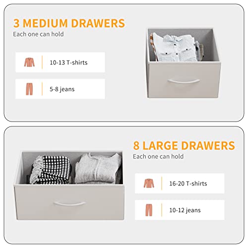 Black 11 Drawer Fabric Storage Dresser with Wood Top G848702