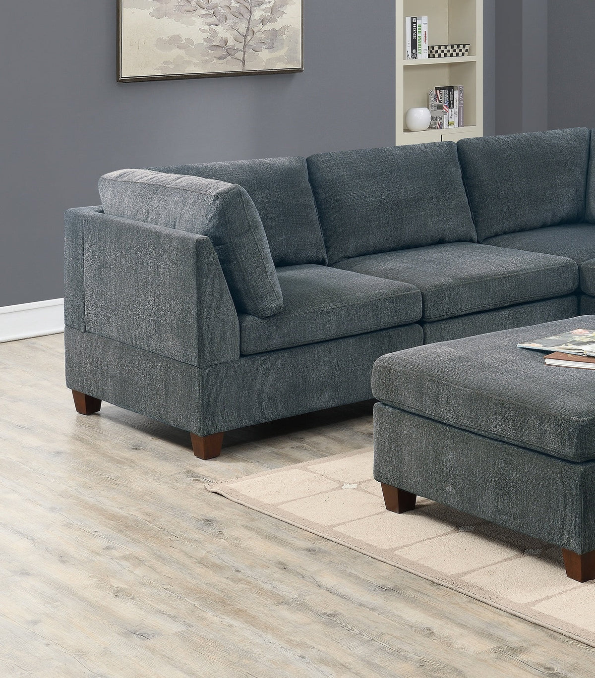 Grey Chenille Modular Sectional 6pc Set N27988