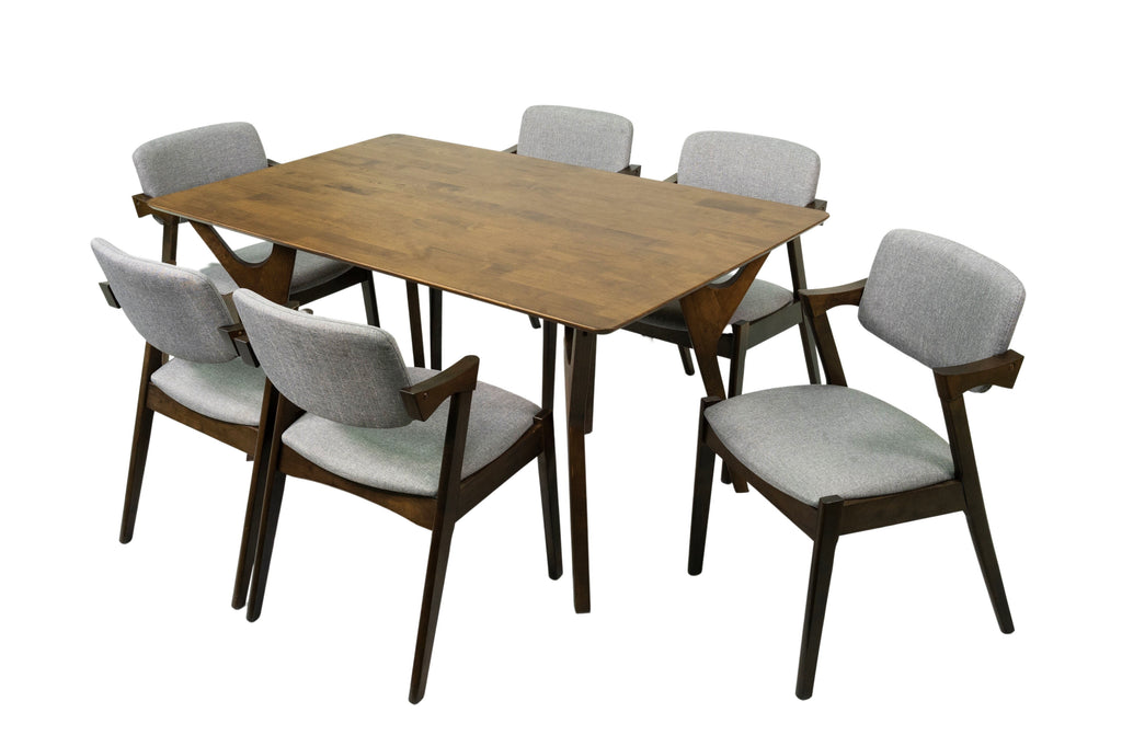 7-Piece Solid Wood Dining Table and 6 Chairs M48381