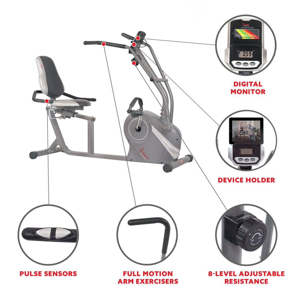 Magnetic Recumbent Bike with Pulse Sensors R9598