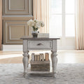 Antique White Weathered Pine Drawer End Table B262627