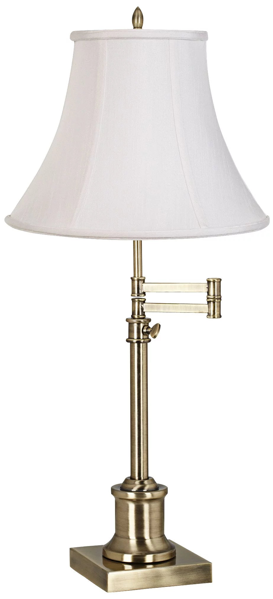 Antique Brass Table Lamp with Fabric Bell Shade D197268