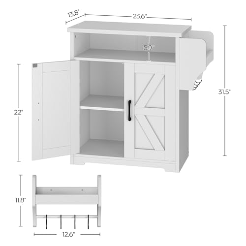 White and Natural Coffee Bar Cabinet with Storage V4707