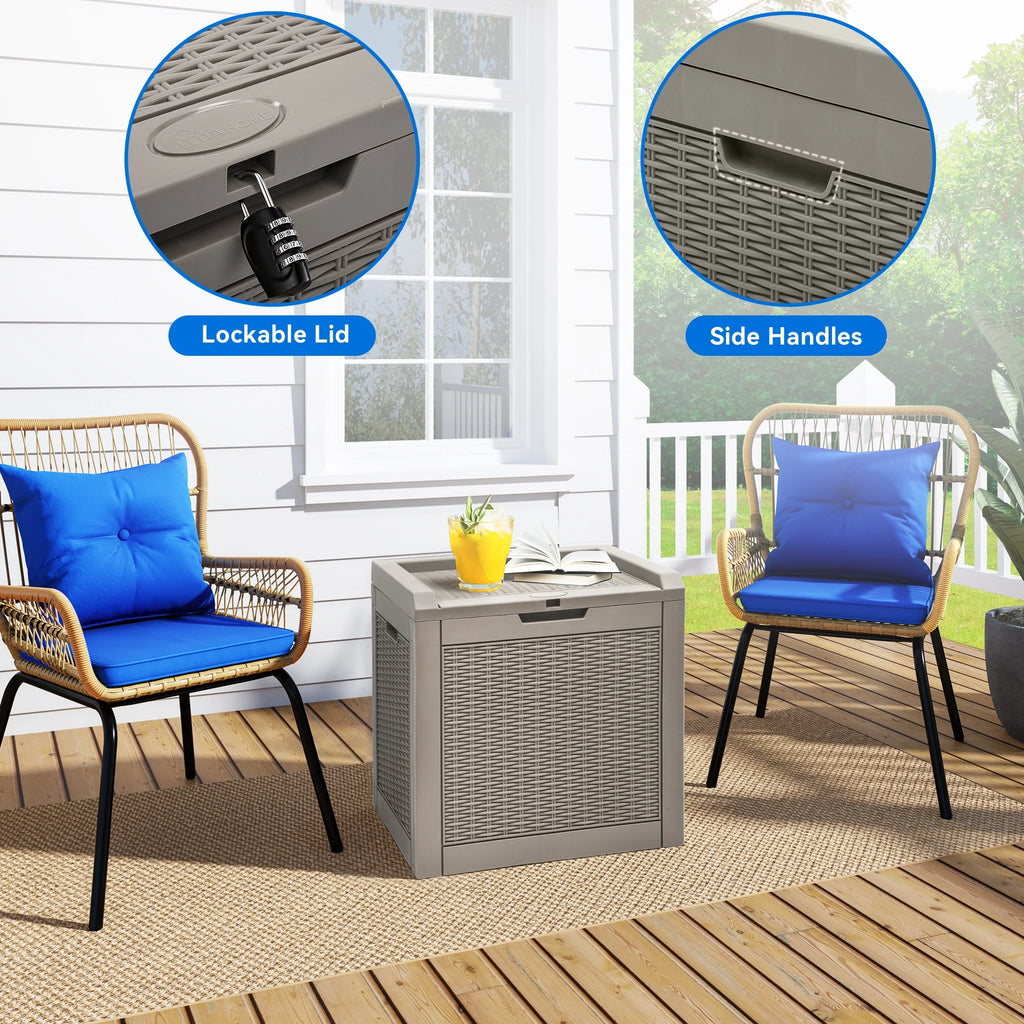 32 Gallon Waterproof Resin Rattan Deck Box E9811
