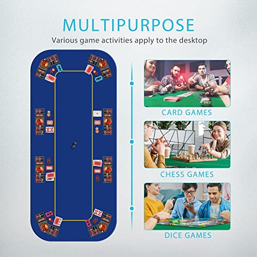 79 x 36 Inch Foldable 8-Player Poker Tabletop with Cup Holders and Carrying Bag X481198
