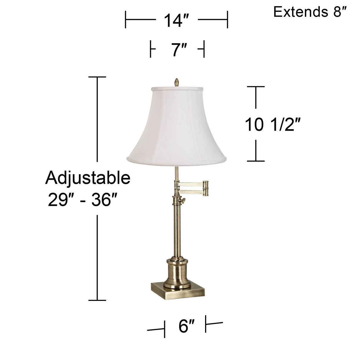 Antique Brass Table Lamp with Fabric Bell Shade D197268