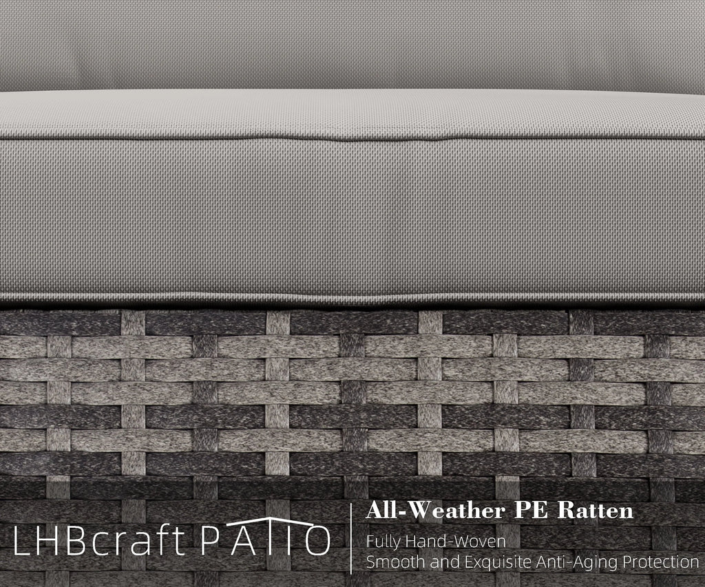 7 Piece PE Rattan Patio Sectional Sofa with Beige Cushions and Table X496095