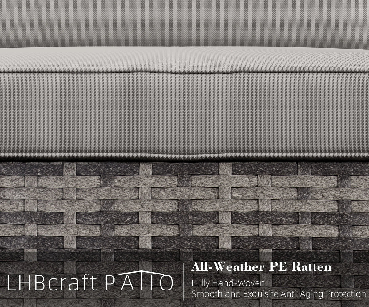 7 Piece PE Rattan Patio Sectional Sofa with Beige Cushions and Table X496095