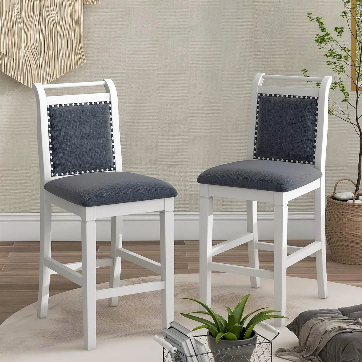 3 Piece Counter Height Drop Leaf Dining Set with 2 Padded Chairs I1091