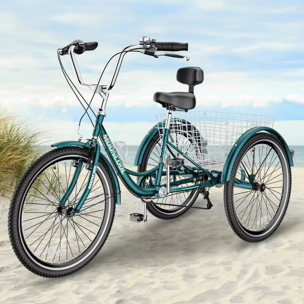 7 Speed 24inch Adult Tricycles with Shopping Basket H740982