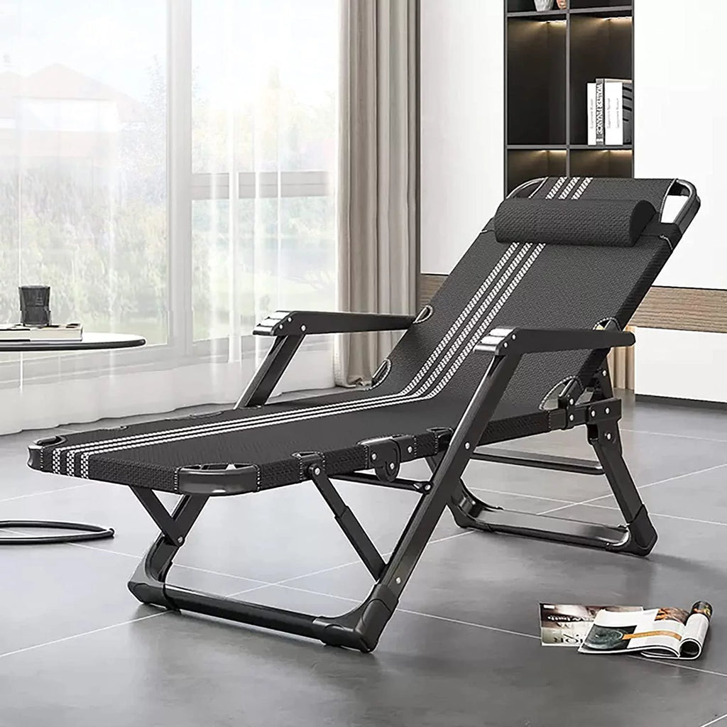 Folding Adjustable 5-Position Outdoor Chaise Lounge Chair with Headrest V2818