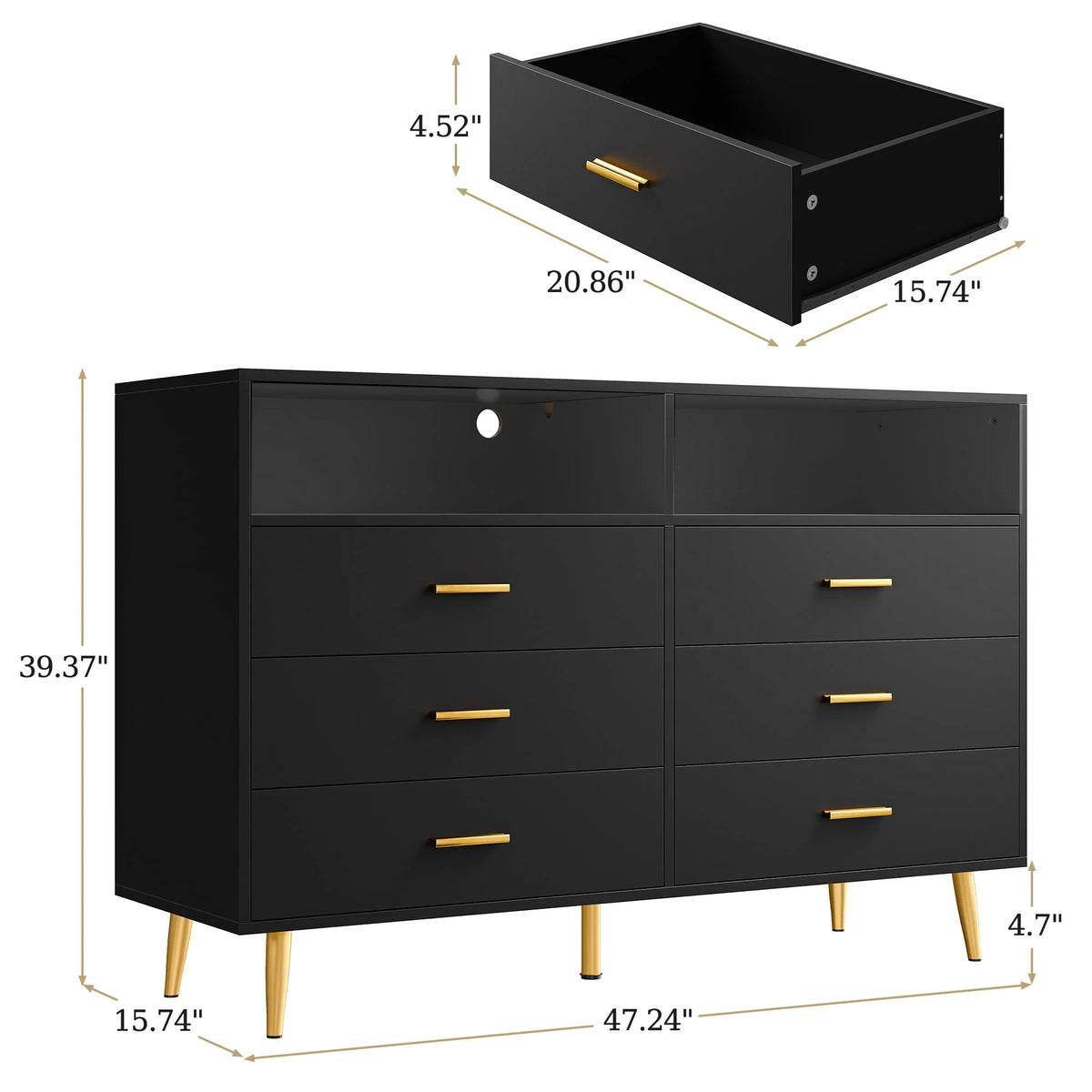 White 6 Drawer Wood Dresser S3673