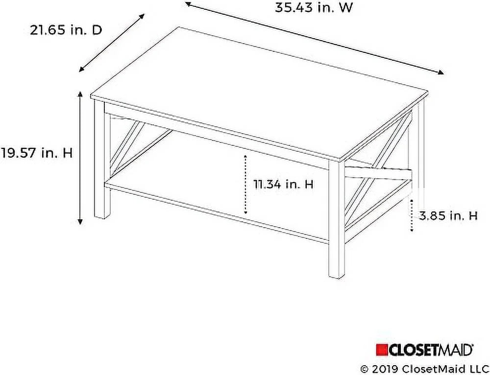 White Wood Coffee Table with Shelf B8864