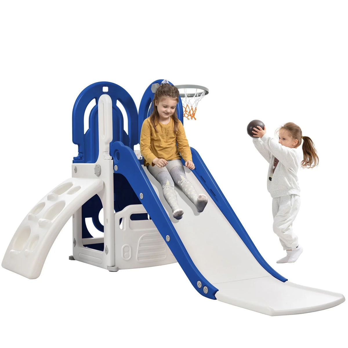 4 in 1 Toddler Climber and Slide Set with Basketball Hoop J412