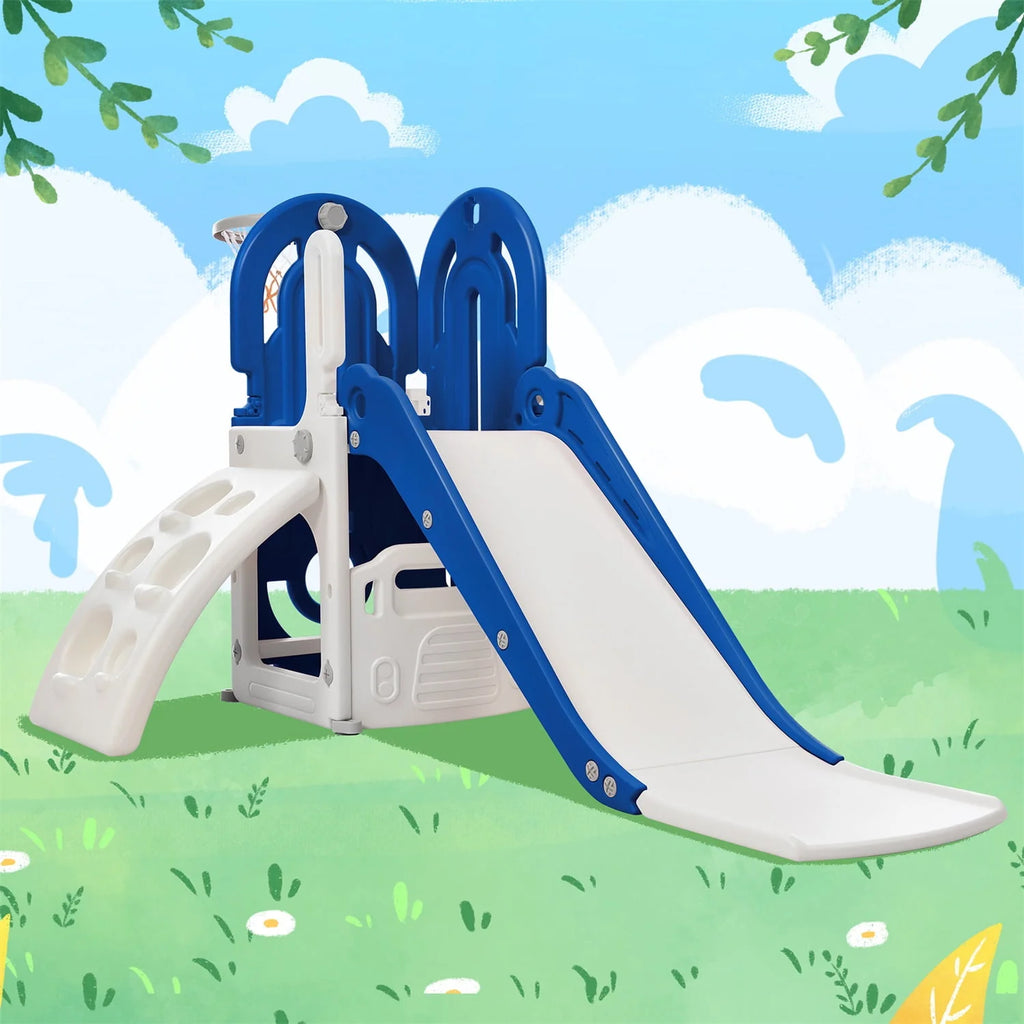 4 in 1 Toddler Climber and Slide Set with Basketball Hoop J412