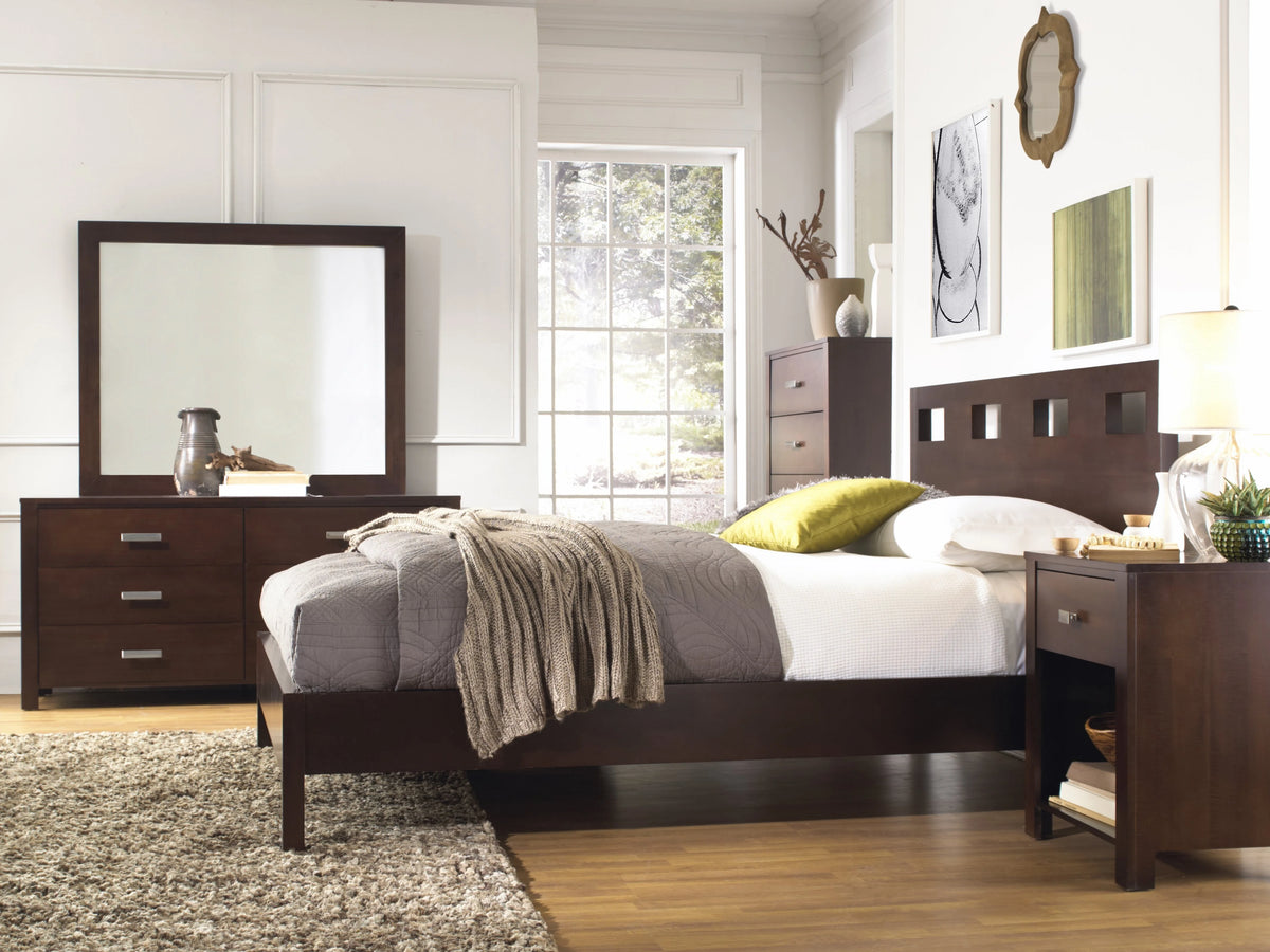 Queen Platform Bed, 2 Nightstand, Dresser & Mirror Set L337862