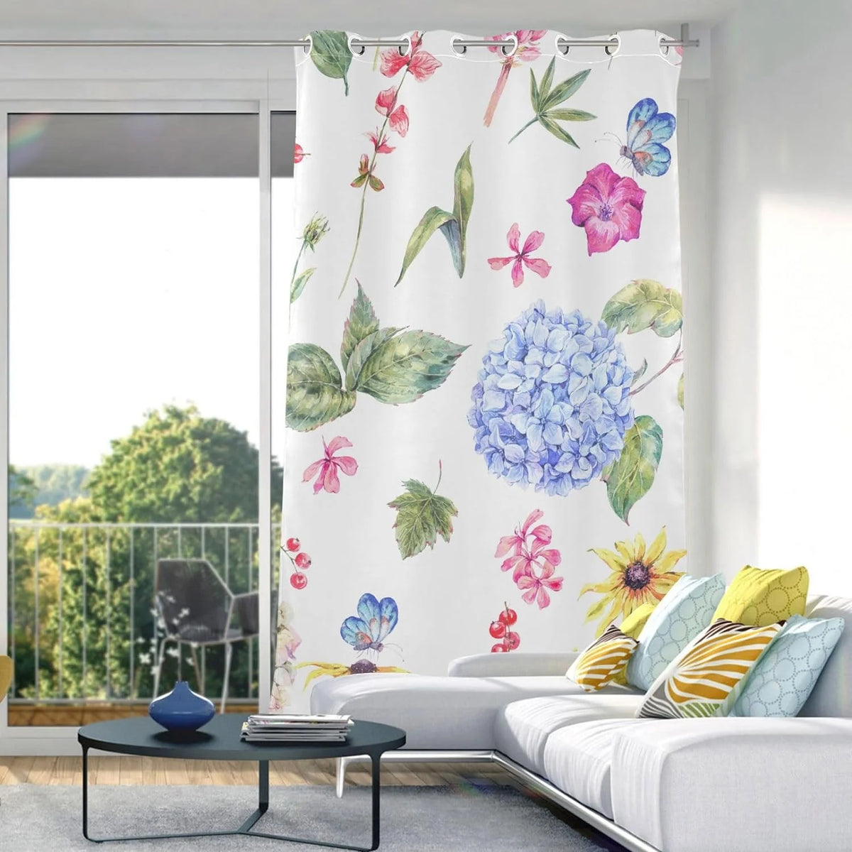 Blackout Curtain 84 inches Length Watercolor Floral Room Darkening D25050