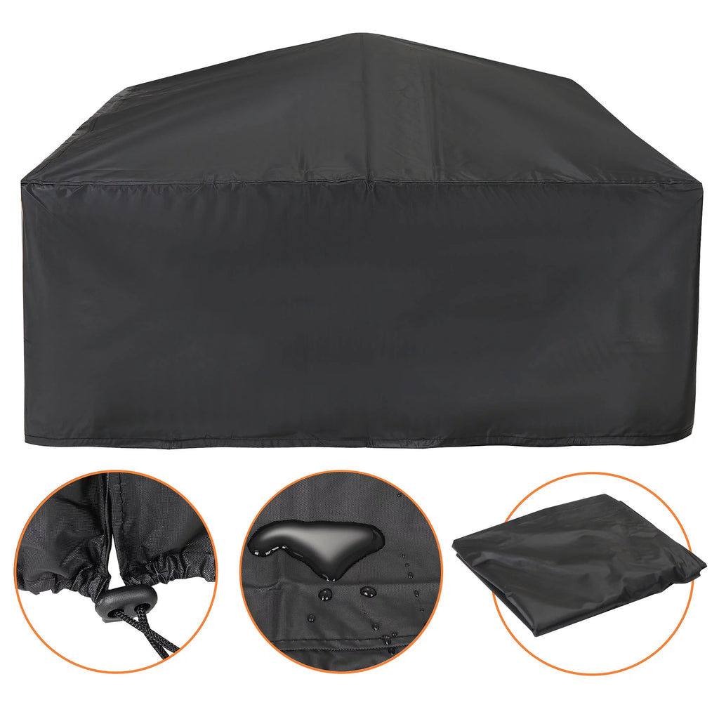 32 Square Wood Black Finish Steel Fire Pit C9693