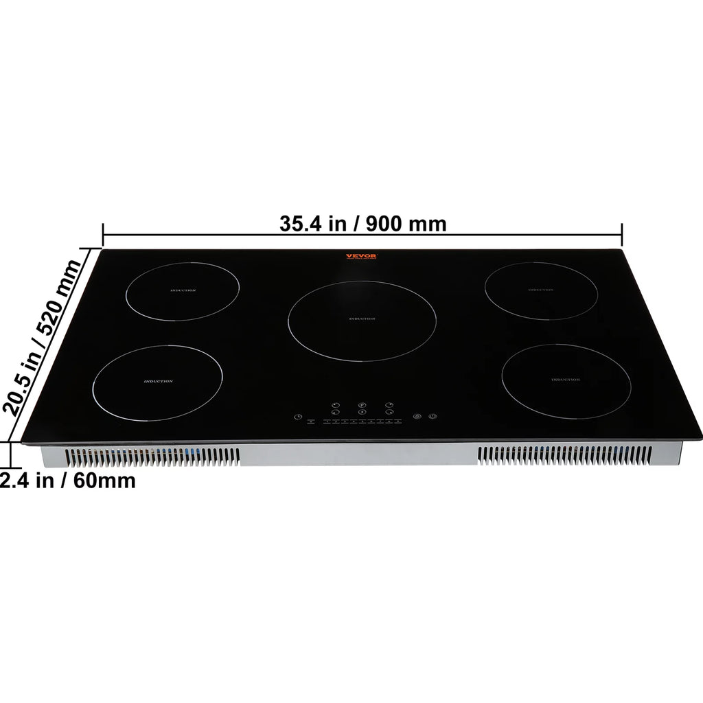 36 inch Electric Cooktop 5 Burners Ceramic Glass Stove Top G988