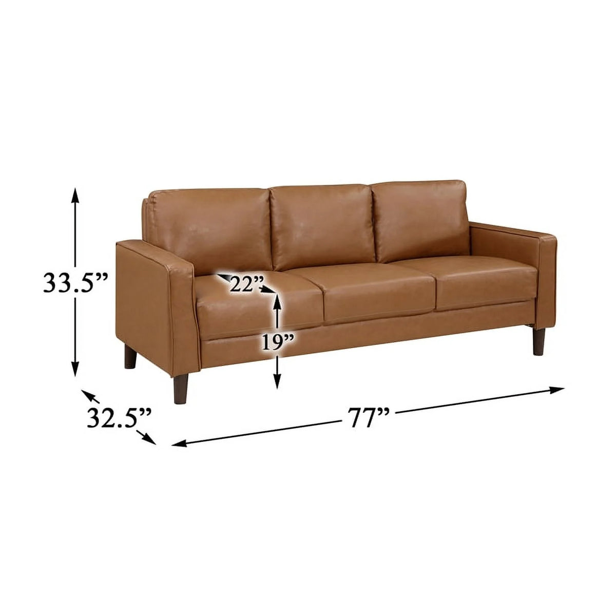 Brown Faux Leather 3 Seater Sofa N65043