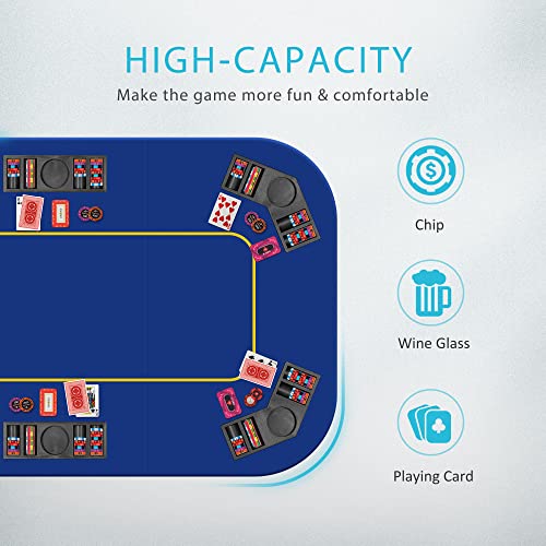 79 x 36 Inch Foldable 8-Player Poker Tabletop with Cup Holders and Carrying Bag X481198