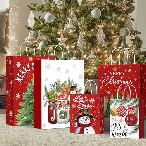 24 Christmas Gift Paper Bags with Handles D35707