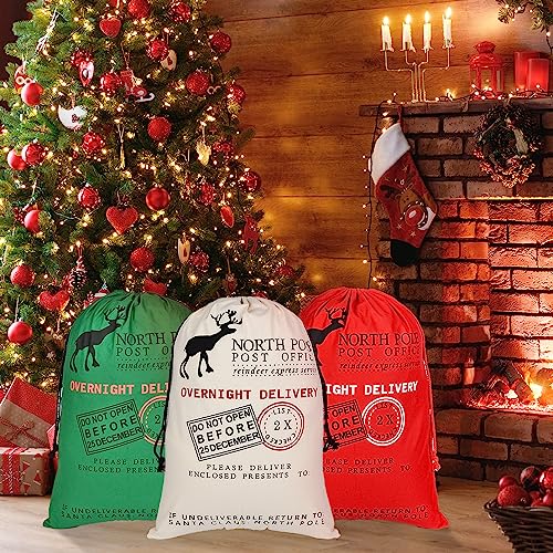 6 Pack Large Cotton Canvas Drawstring Gift Sacks I4431