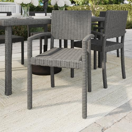 Brown Set of 2 Stackable Patio Armchairs L6349