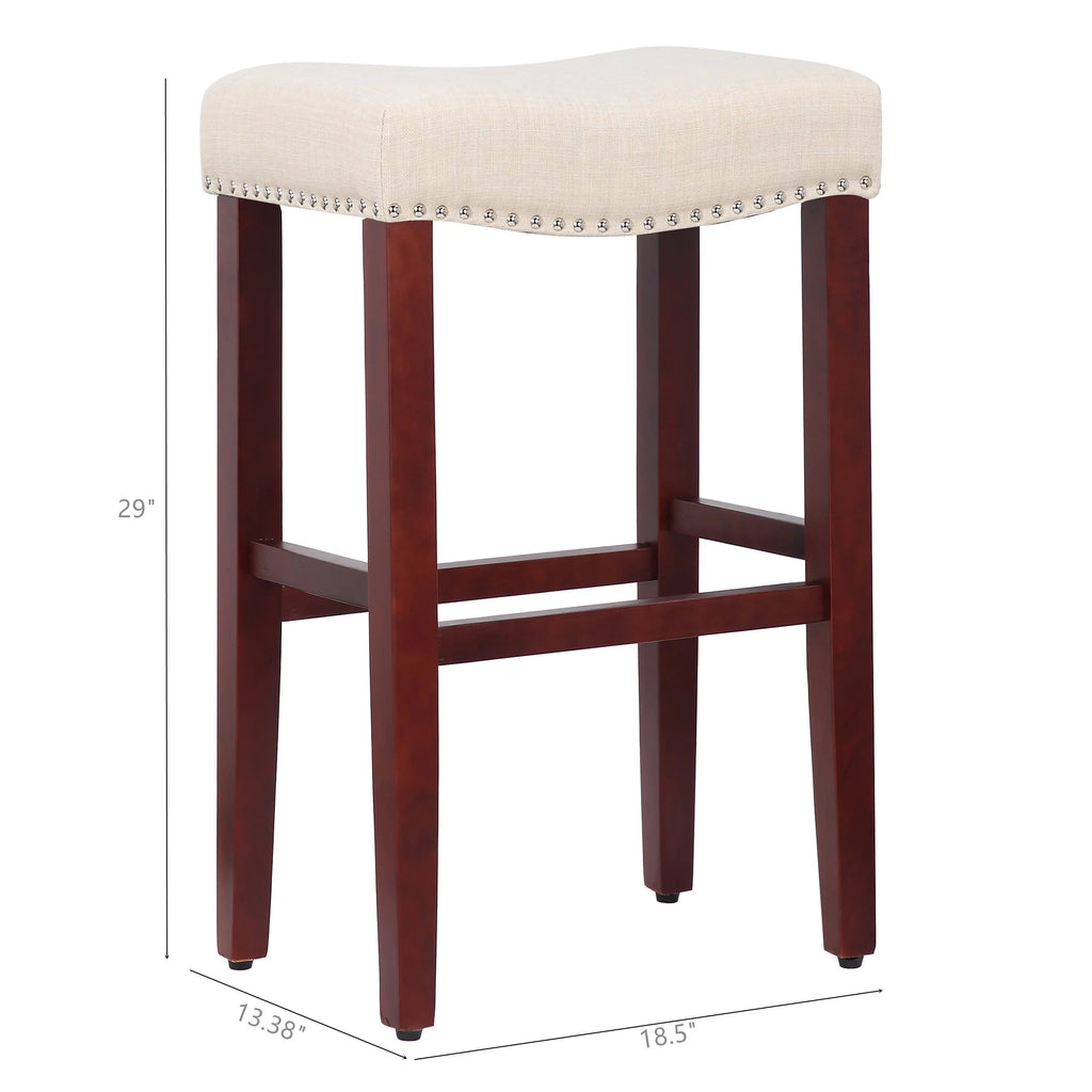 29 Inch Beige Upholstered Wood Bar Stools Z29570