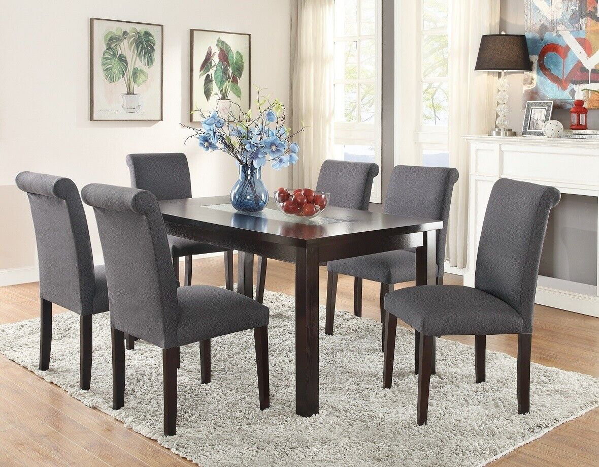 7pc Dining Set Table and 6 Side Chairs Y301243