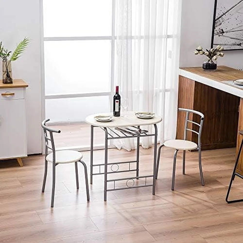 Black Space Saving Dining Table Set with 2 Chairs E2570