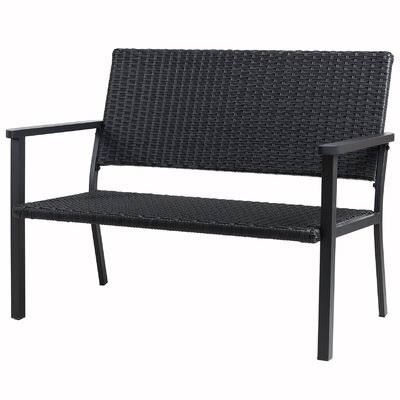 Black Patio Weaving Loveseat Chair J357974