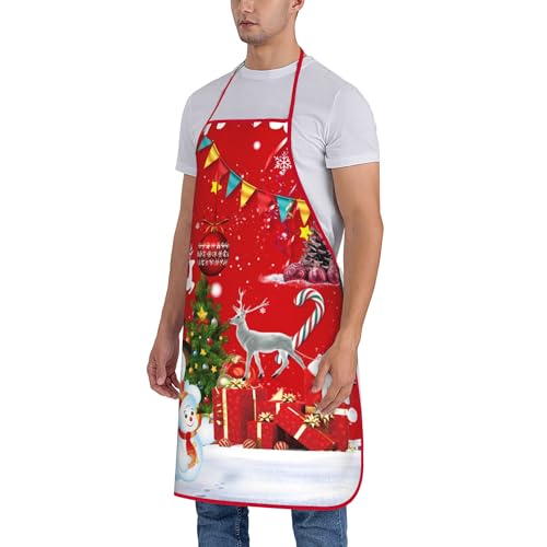 2Pcs Christmas Tree Snowman Kitchen Cooking Aprons E41600