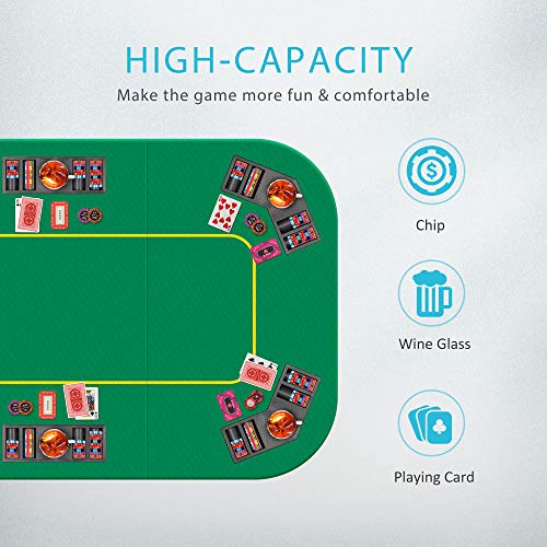 79 x 36 Inch Foldable 8-Player Poker Tabletop with Cup Holders and Carrying Bag X481198