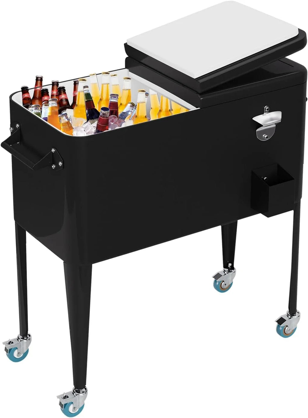 80 Quart Rolling Ice Cooler with Wheels and Bottle Opener A520632
