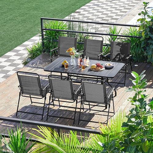 Black Set of 4 Folding Outdoor Chairs with Metal Frame and Armrests R668
